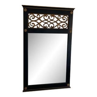 Vintage Black and Gold Hollywood Regency Mirror For Sale