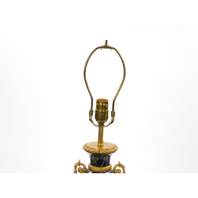Pair Bronze-Mounted Antico-Verde Marble Urn-Form Table Lamps French, 19th Cent For Sale - Image 12 of 13