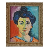 Original Fauvist Oil Portrait -- Study of Madame Matisse by Anna Norman For Sale