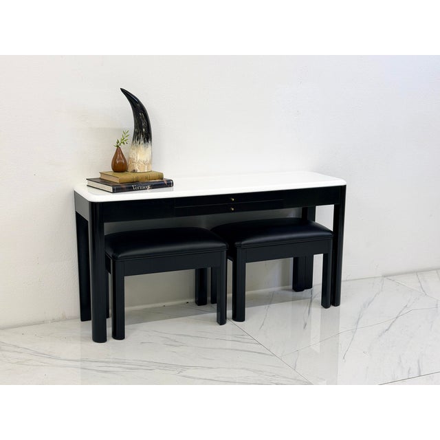 Art Deco Console With Matching Leather Benches, C. 1950's For Sale - Image 10 of 12