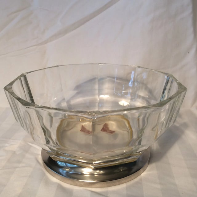 1970s Italian Crystal Chip and Dip Bowls With Silver Plated Bases-Set of 2 by Gsa For Sale - Image 5 of 13
