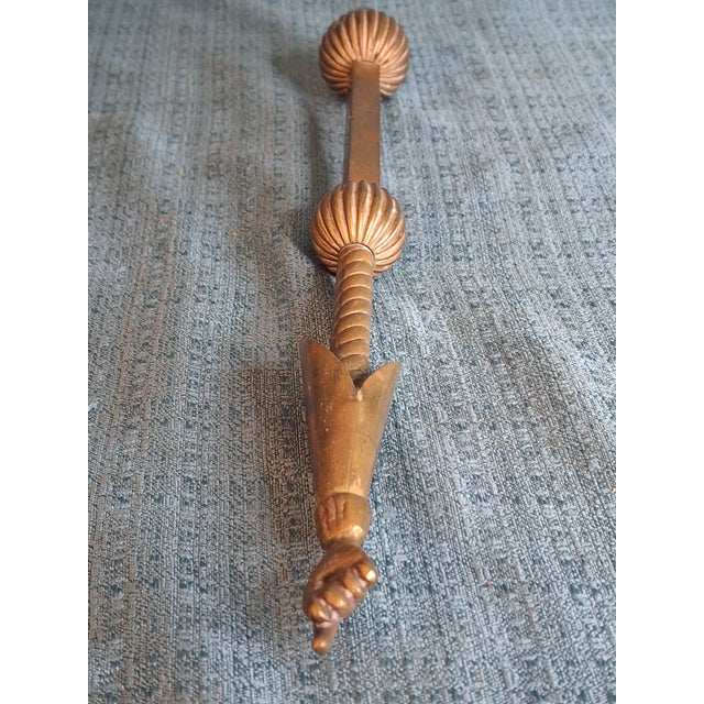 Religious Historic 19th C Brass Torah Pointer Heavy 131g Yad 11" European Judaica Repair For Sale - Image 3 of 15