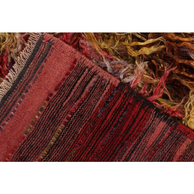 1950s Hand-Knotted Vintage Turkish Tulu Rug in Red and Brown, Shag Pile For Sale - Image 5 of 6