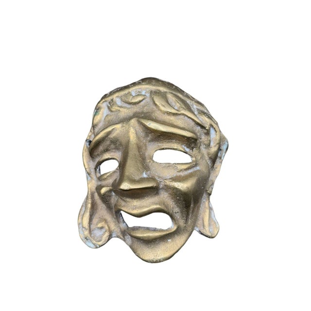 Mid-century Hand-cast bronze Greco-Roman wall sculpture pair featuring Theater Masks, featuring Comedy & Tragedy. This...