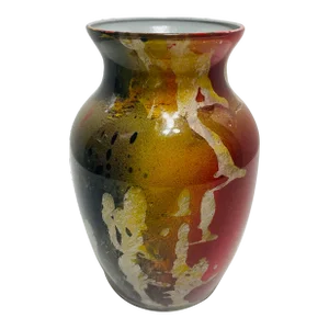 Mid 20th Century Firestorm Murano-Style Multicolor Art Glass Vase