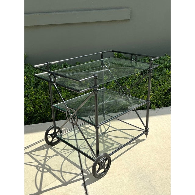 Black Vintage Regency Wrought Iron Target Dry Bar For Sale - Image 8 of 8