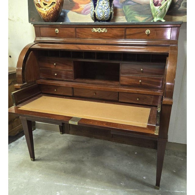 Louis XVI Style Cylinder Desk in Mahogany For Sale - Image 6 of 10