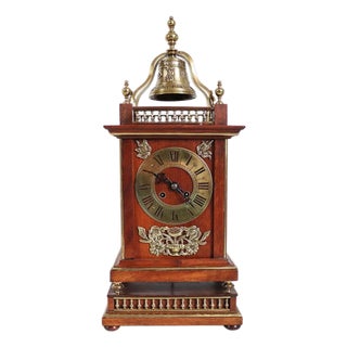 19th Century French Parisian Planchon Henri II Revival Walnut and Brass Bracket Clock For Sale