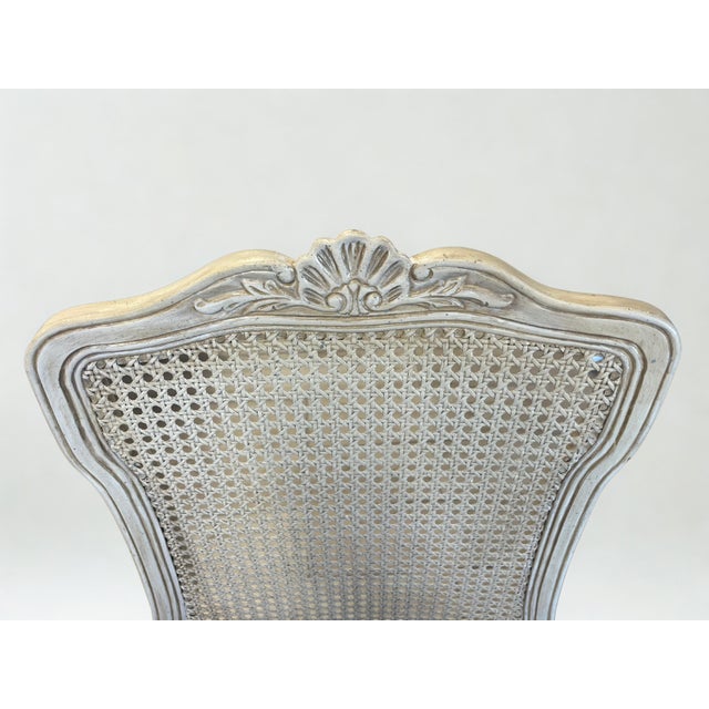 White Set of 6 Vintage Carved Cane‑Back Accent Chair With Leopard Upholstery For Sale - Image 8 of 8