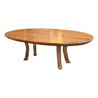 Custom Design Solid Walnut Oval Extension Dining Table For Sale