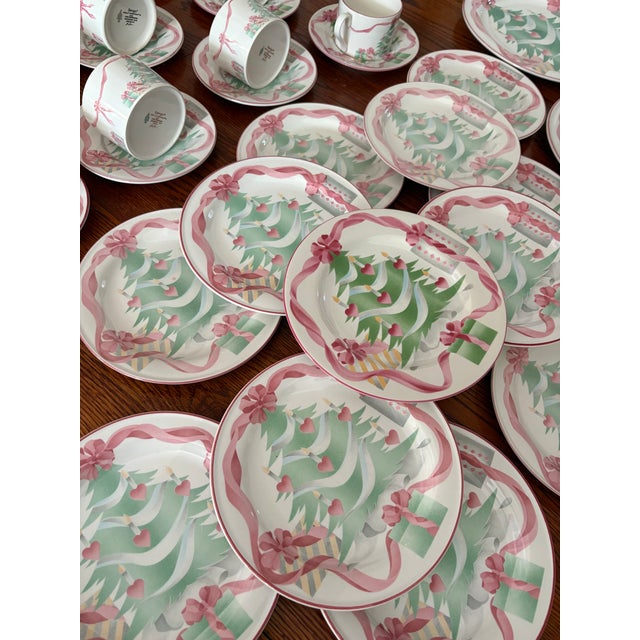 Pink Vintage 1989 “Home for Christmas” Pink Dinner Set by Sango- 49 Pieces For Sale - Image 8 of 11