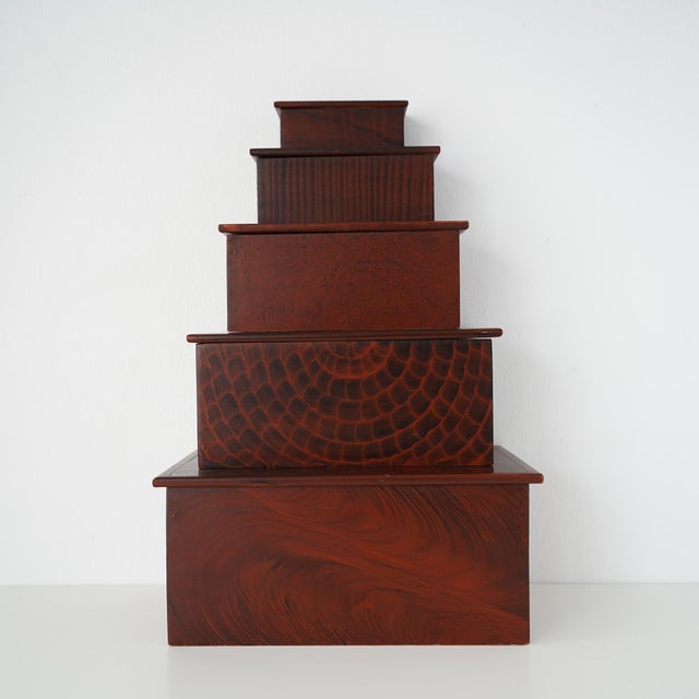 Rustic Vintage Vermont Stacking Stash Box Collection- Set of 5 For Sale - Image 3 of 15