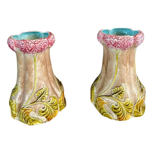 20th Century Art Nouveau Earthenware Vases, 1890s, Set of 2 For Sale