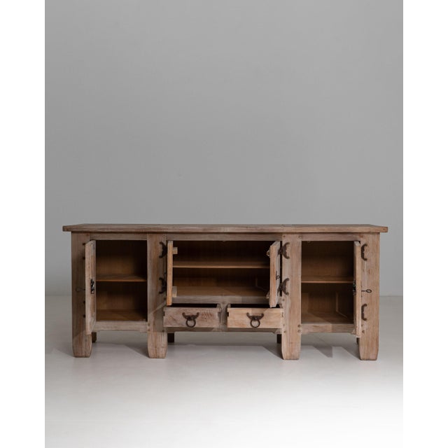 1970s French Brutalist Oak Buffet With Iron Hardware For Sale - Image 16 of 18