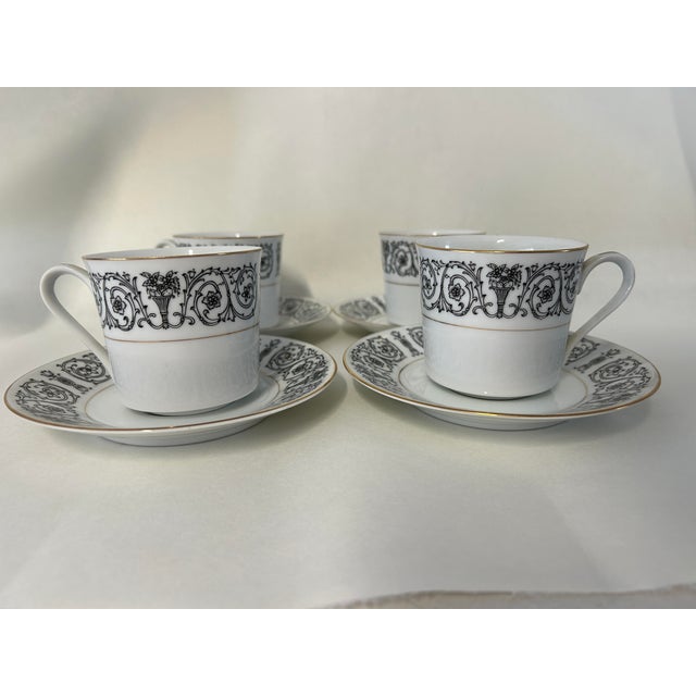 Vintage Coventry Fine China Japan Laurent 653 Cups & Sauces S-4 Cups 3"D X 3"H Saucers 6"D