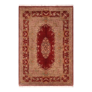 Shabby Chic Medallion 1990's Pak-Persian Rust/Taupe Wool Rug - 6'2'' X 9'7'' For Sale