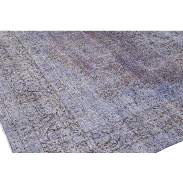 Purple 1960s Vintage Persian Distressed Handmade Medallion Purple Wool Rug For Sale - Image 8 of 10