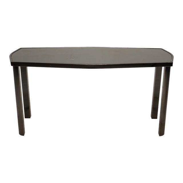 1970s Dia Design Institute America Smoked Glass and Chrome Sofa Console Table For Sale