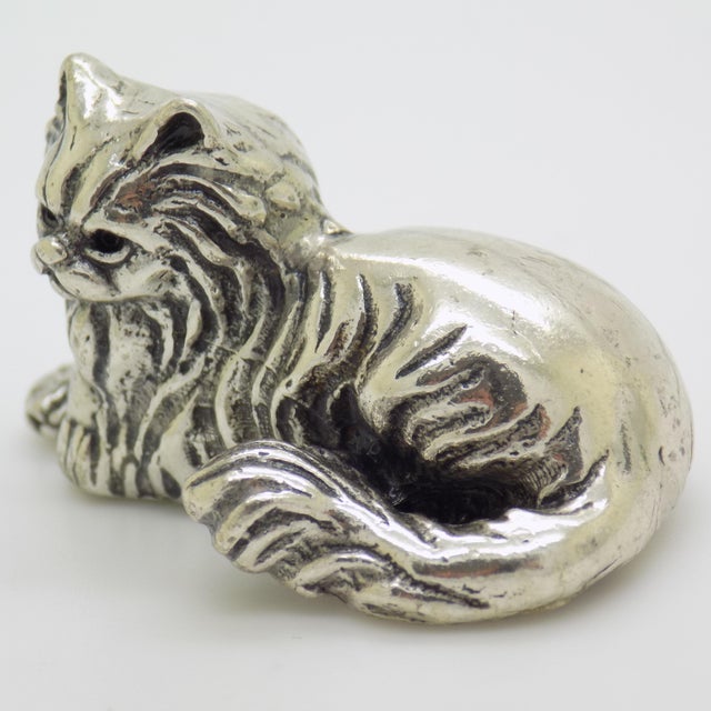 Vintage Silver 800 Cat Figurine, 1990s For Sale - Image 3 of 11