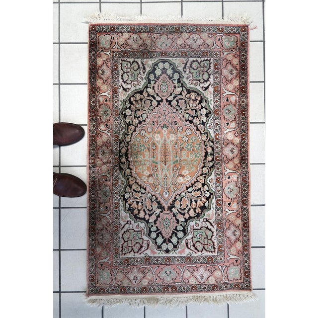 1950s, Handmade Vintage Persian Tabriz Silk Rug 2.5' X 4.3' For Sale - Image 10 of 13
