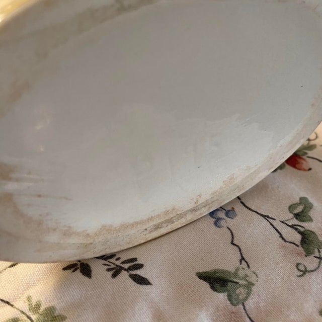 Ceramic Vintage Double Cornucopia China Vase in Floral, Ivory & Gold For Sale - Image 7 of 8