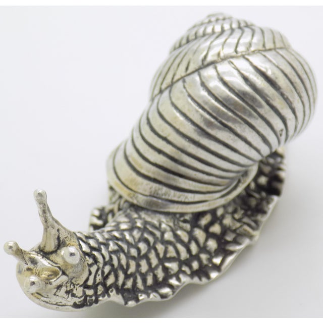 Vintage Italian Genuine Silver 800 Real Size Snail Figurine Vicenza Detailed Rare Decor For Sale - Image 6 of 11