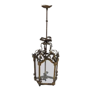 1940s French Gilt Tole Lantern