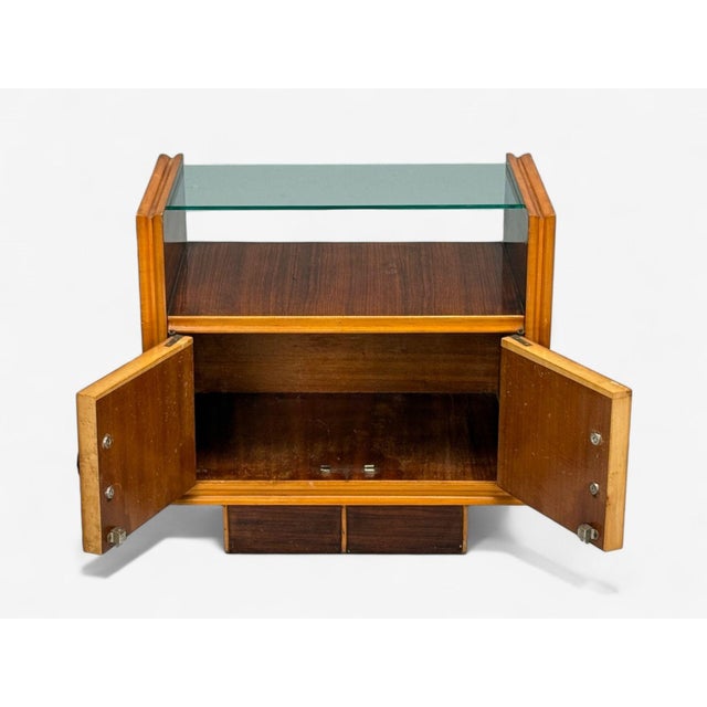 Italian Modern, Wood, Brass, Glass, Nightstands, Italy, 1950s For Sale - Image 9 of 13