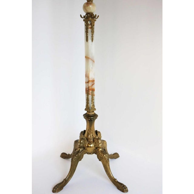 Italian Ornate Antique Brass & Onyx Square Marble Coat Hat Rack Hall Tree Stand For Sale - Image 10 of 14