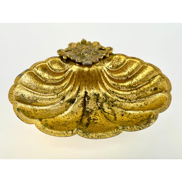 Metal Vintage Italianate Gilt Metal Shell-Form Footed Soap Dish For Sale - Image 7 of 9