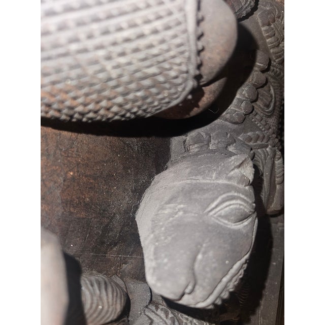 1960s Monumental Hand-Carved Ganesha Temple Panel in High Relief, Sculptural Wall Statement For Sale - Image 13 of 15