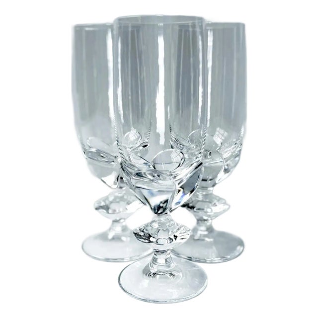 1990s Lalique ‘Blois’ Fluted Champagne Glass - Set of 3 For Sale