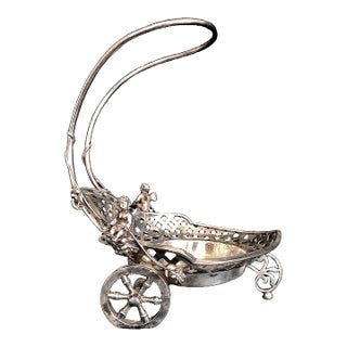 Silver Plate 19th-Century Miniature Chariot for Wine or Condiments For Sale