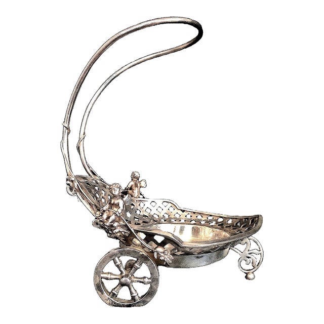 Silver Plate 19th-Century Miniature Chariot for Wine or Condiments For Sale