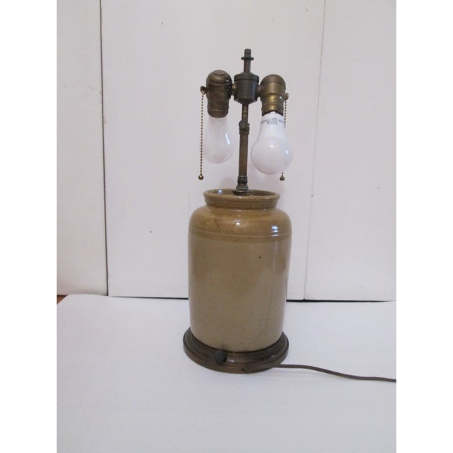 Vintage Morrocan Glaze Terra Cotta Double Socket Lamp For Sale - Image 4 of 11