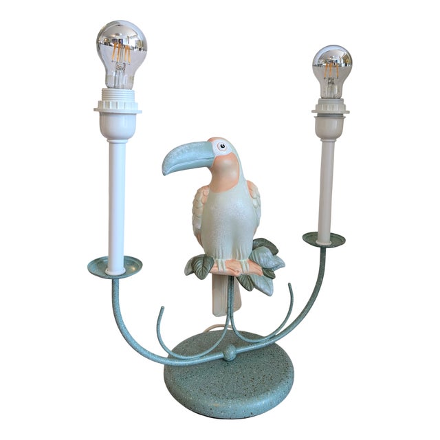 Vintage Ceramic Pastel Toucan Lamp, 1980s For Sale