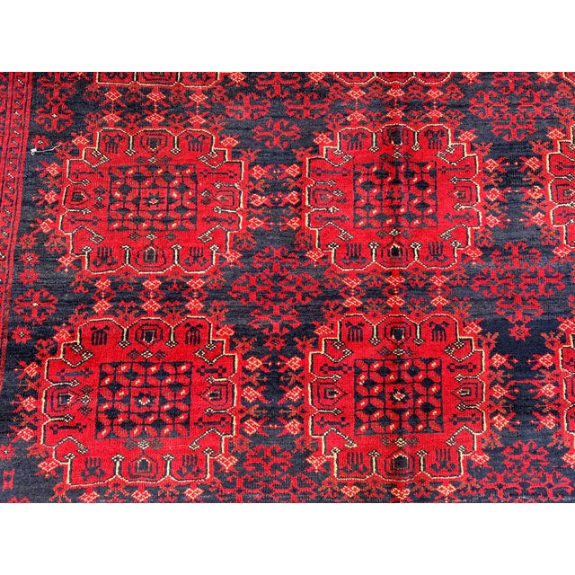 Vintage Turkmen Bukhara Wool Rug 6'6" X 9'9" Afghan Ersari Tribal Carpet, Bedroom Rug For Sale - Image 4 of 9