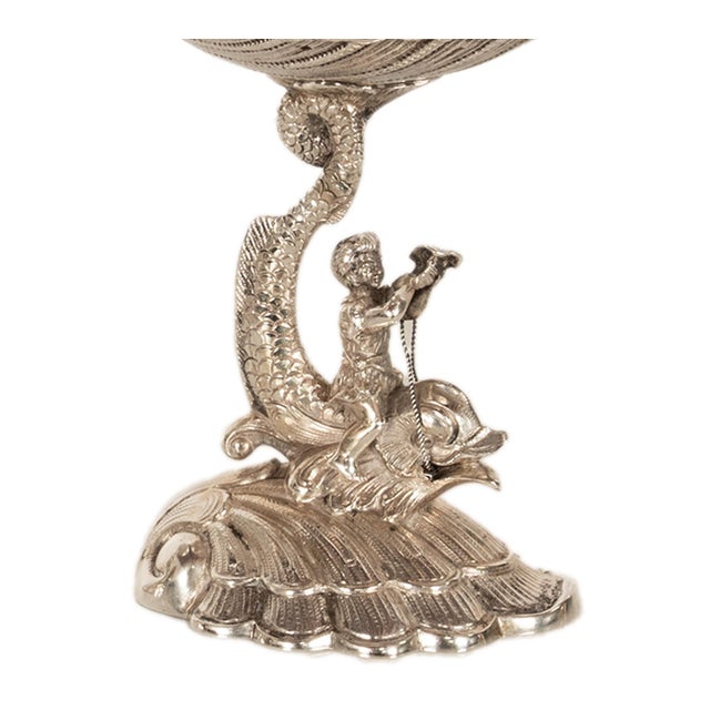Antique Pair German Silver Master Salts Grotto Shells Putti Dolphins Hannau 1890 For Sale - Image 15 of 17