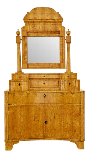 Early 19th Century Biedermeier Birch Vanity Dressing Cabinet, 1830s