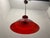 Red murano glass light pendant 1950’s bronze fittings red glass shade in excellent conditions height including rod 79 cm...