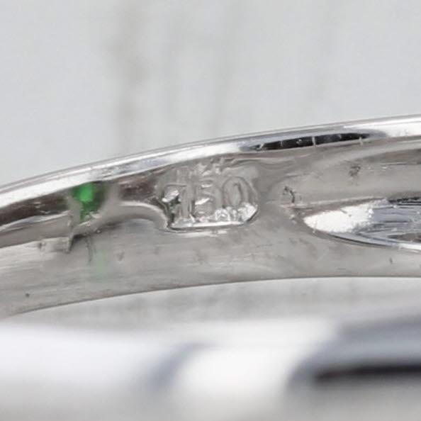 Metal 0.90ctw Green Tsavorite Garnet Diamond Ring 18k White Gold Size 6.75 For Sale - Image 7 of 8