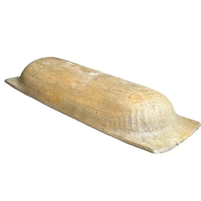 Early 1900s Antique Primitive Hand Carved Wooden Dough Bowl Wood, XL For Sale - Image 4 of 6