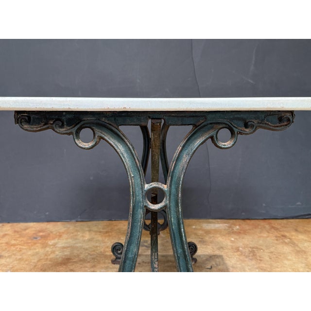 White French Rectangular Bistro Table With Marble Top and Cast Iron Base For Sale - Image 8 of 13