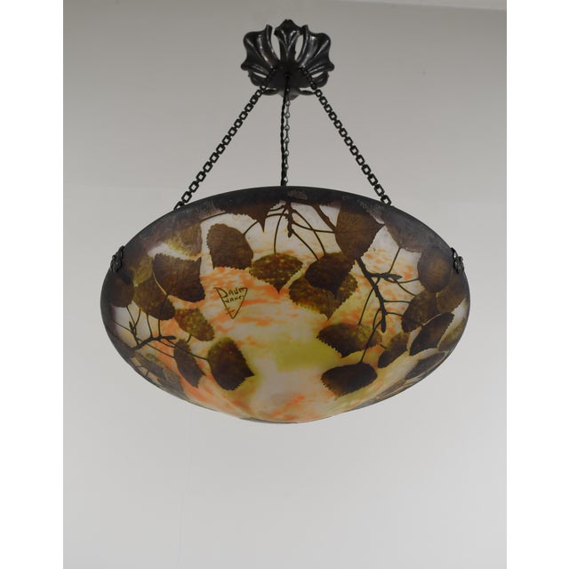 1920s Daum Majorelle French Art Deco Cameo Glass Pendant Chandelier For Sale - Image 6 of 15
