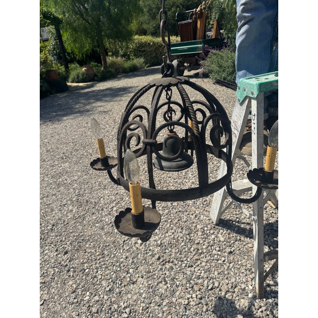 1920s Spanish Wrought Iron Pendant Light For Sale - Image 9 of 12