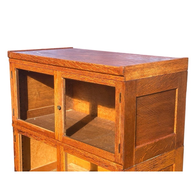 Early 20th Century Antique Arts & Crafts Tiger Oak Four Section Haberdashery Display Cabinet Rare For Sale - Image 5 of 11