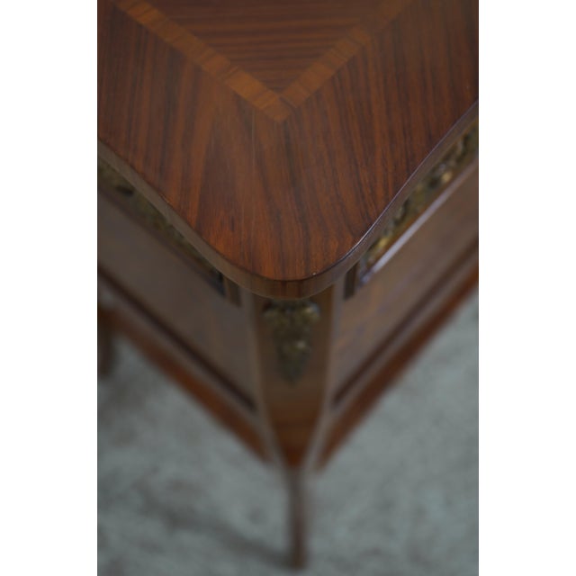 Pair of Vintage Louis XV Style Marquetry Side Tables Nightstands For Sale - Image 9 of 17