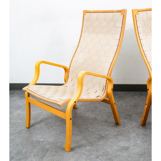 Mid Century Danish Modern Lounge Chair Set Armchair Cream Finn Ostergaard Pair For Sale - Image 9 of 12