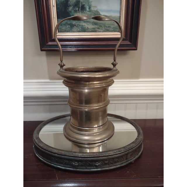 Offered is a wonderful antique solid brass handled basket. It is a great classic design and would look great with flowers...