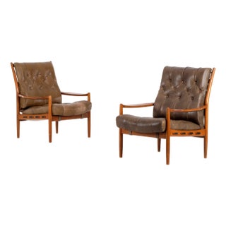 Set of Läckö Easy Chairs attributed to Ingemar Thillmark, 1960s For Sale